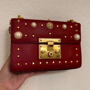Gucci GG padlock Elegant Red Studded  crossbody